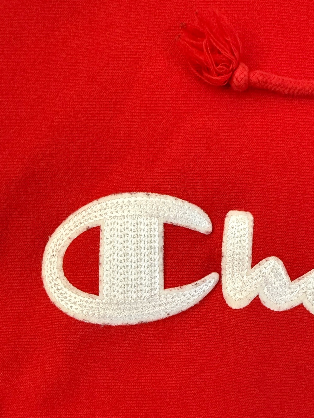 Champion Reverse Weave Red Script Logo Hoodie Large - Picture 5 of 15